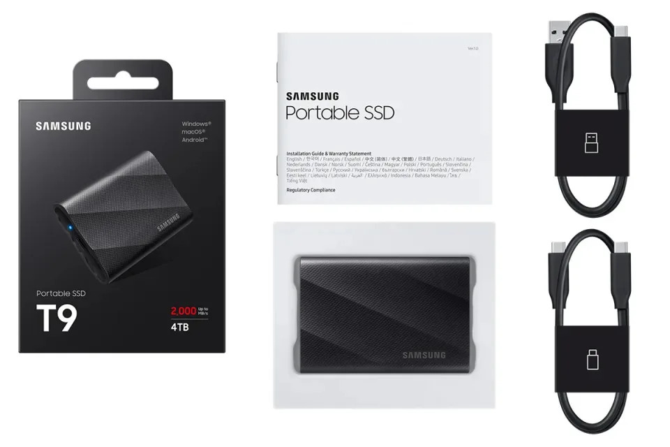 Samsung T9 SSD 包括內容物
