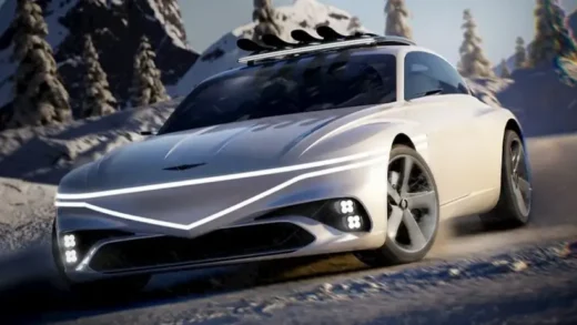 捷尼赛思 X Snow Speedium EV 纯电概念车亮相，配有车顶滑雪板架