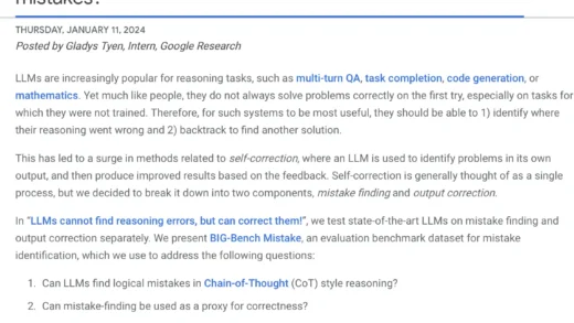 可协助 AI 语言模型改善自我纠错能力，谷歌推出 BIG-Bench Mistake 数据集