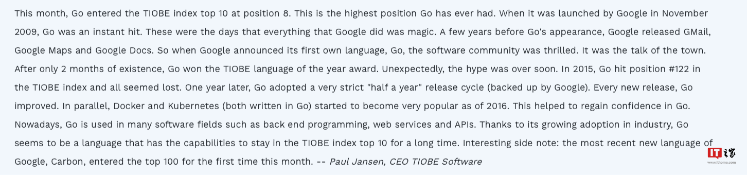 TIOBE 发布 2 月编程指数排行榜,Go 语言首度进入排名前 10