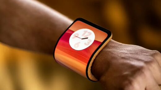 联想新款可弯曲概念手机亮相：可弯曲成手环