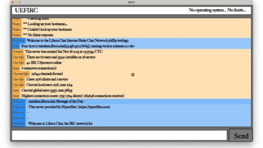 无需加载进入系统，开发者构建完全在 UEFI 上运行的 IRC 聊天室