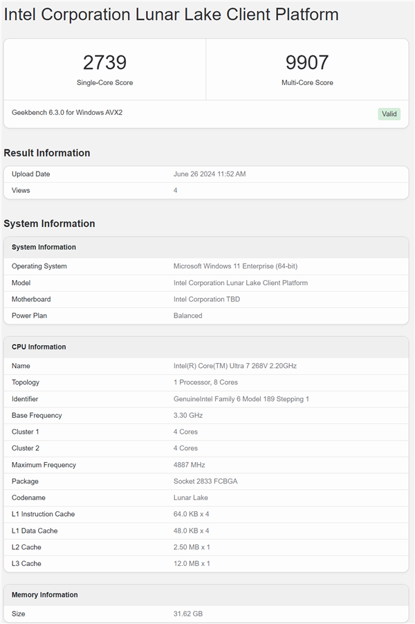 Intel酷睿Ultra 7 268V跑分首曝：单核飙升20％ 但还是打不过AMD