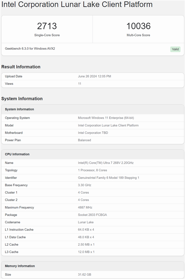 Intel酷睿Ultra 7 268V跑分首曝：单核飙升20％ 但还是打不过AMD