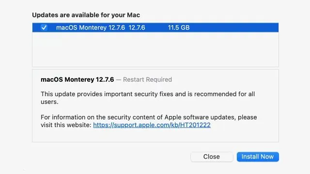 苹果发布 macOS 13.6.8/12.7.6 更新:修复诸多安全漏洞