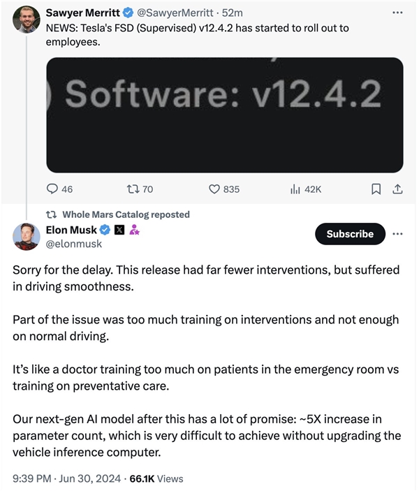 特斯拉FSD新版本推送延迟 马斯克:太多精力放在干预性操作训练