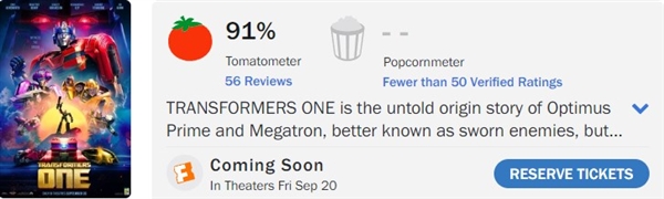 《变形金刚:起源》获超高影评分