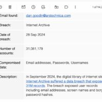 互联网档案馆遭遇黑客攻击，3100 万用户数据被泄露