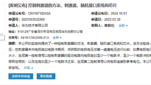 华为脑机接口芯片新专利曝光：实现大脑与设备直接通信