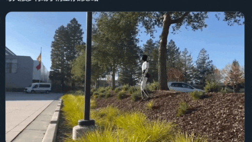 马斯克机器人蒙眼户外溜达 45°斜坡跑着下