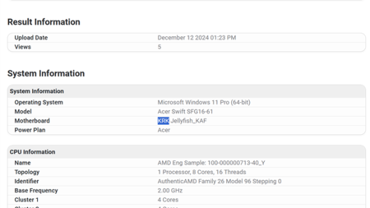 AMD下代APU Krackan Point锐龙AI 7 350初现：跑分高于Ultra 7 258V