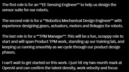 OpenAI机器人项目招新 或自研传感器