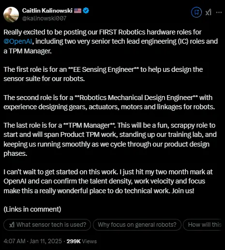 OpenAI机器人项目招新 或自研传感器
