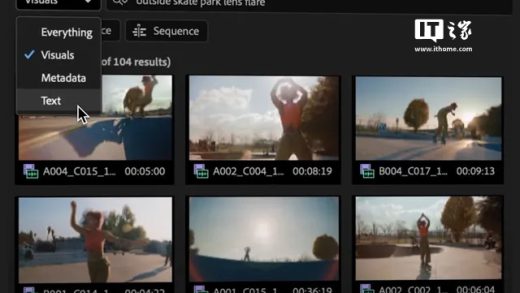 Adobe Premiere Pro 新增 AI 视觉识别搜索功能：一句话快速找到视频片段
