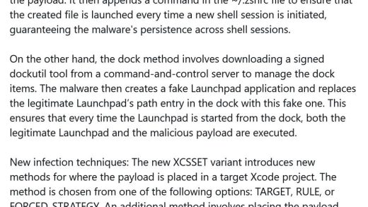 微软示警开发者：新型 macOS 恶意软件 XCSSET 变种卷土重来，隐蔽性更强、攻击手段更狡猾