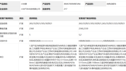 小米SU7 Ultra申报信息变更：首增2座版车型 车身更轻