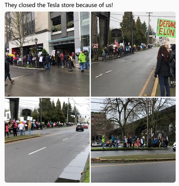 特斯拉美国门店爆发大规模抗议：马斯克必须走 你不能像公司一样管理一个国家