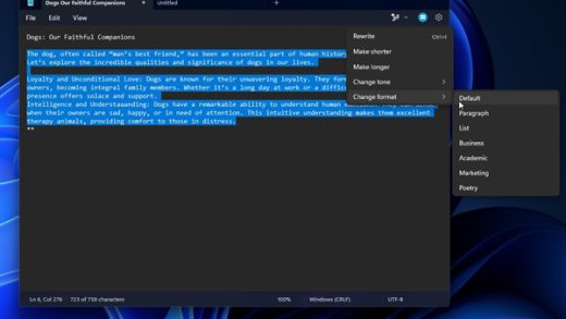 微软Windows记事本AI编辑全面推送：但付费用户才能用