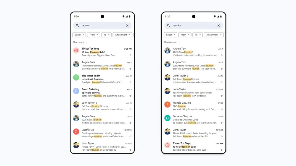 Gmail搜索功能正在进行 AI 升级 以便“更快带来最相关的结果”