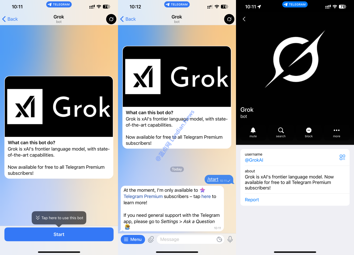xAI Grok人工智能应用登陆Telegram 但目前仅限会员使用