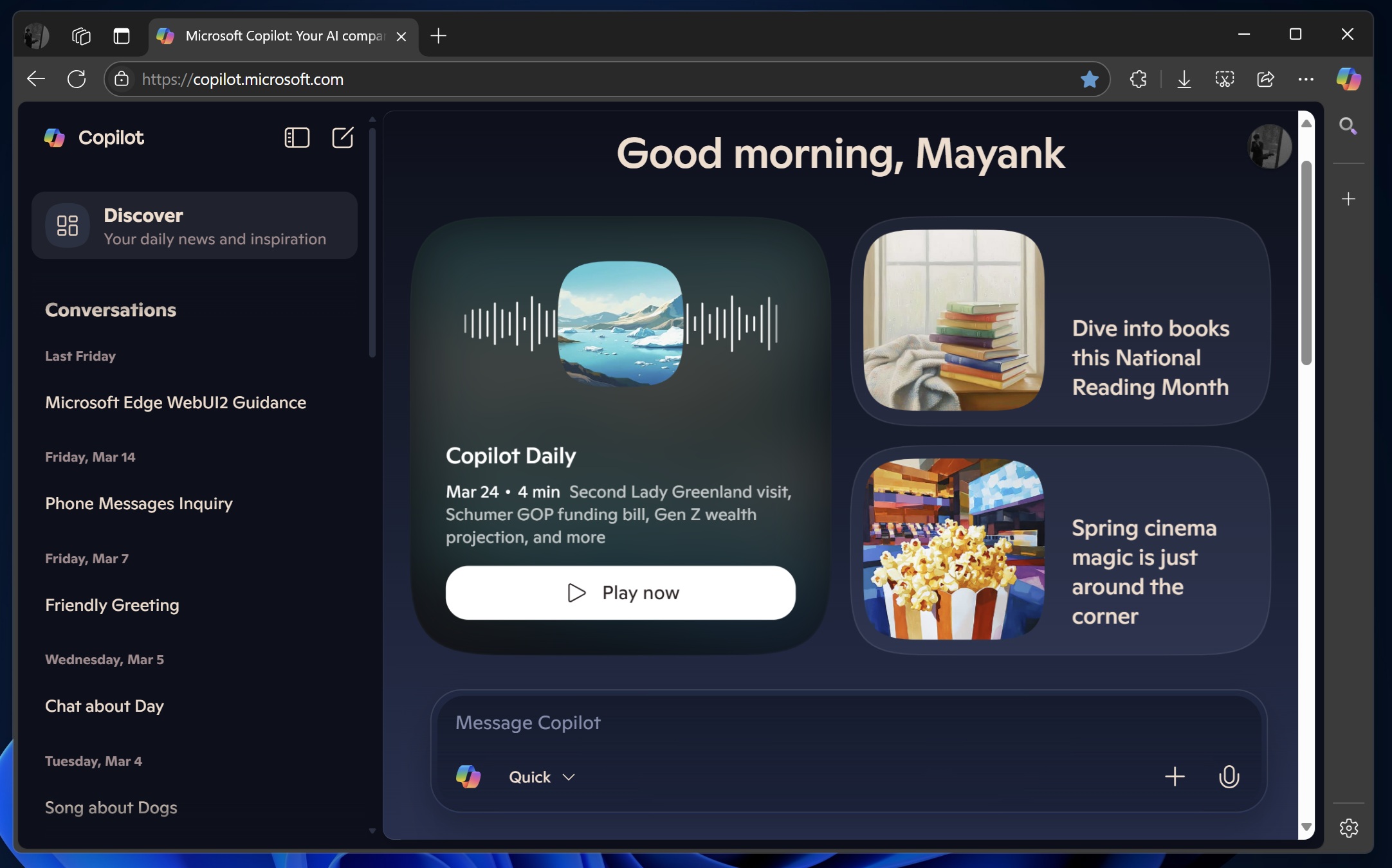 微软更新Copilot 效仿ChatGPT的界面并加入“模式”按钮