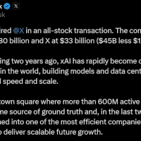 世界新晋AI巨头诞生！马斯克宣布xAI收购X：估值达1130亿美元
