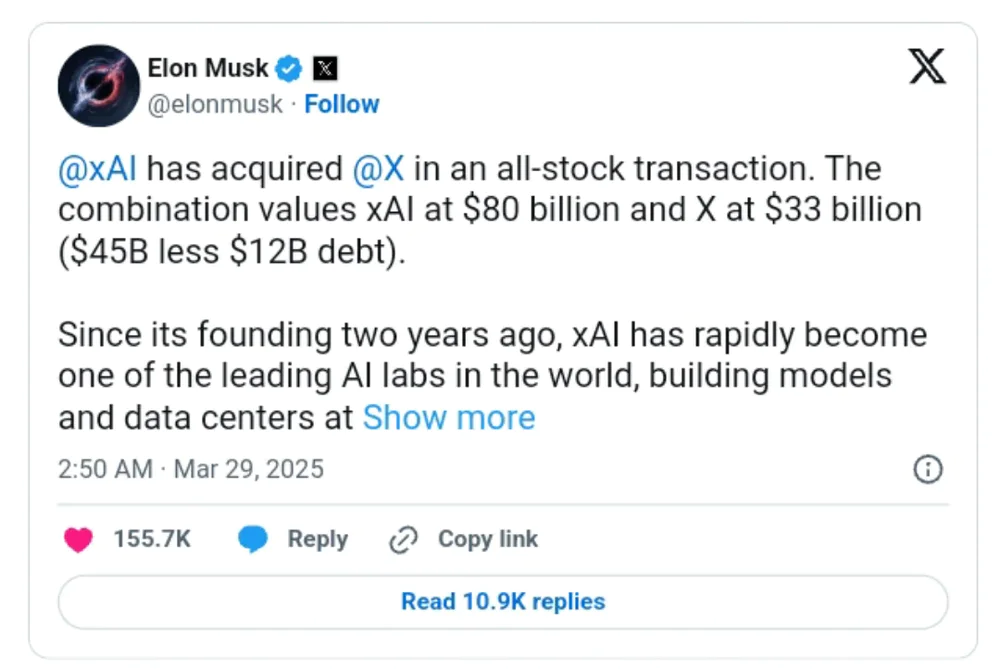 又一次左手换右手，马斯克造就千亿美元AI巨头