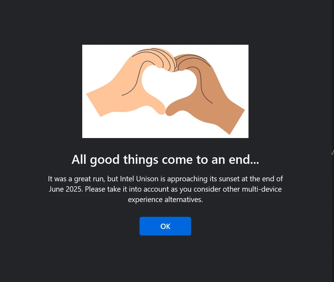 Windows 11上的英特尔Unison应用将于6月终止支持