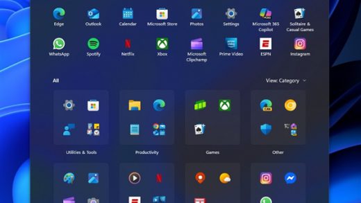 微软Windows 11开始菜单大改版！全部应用一页显示、推荐项可彻底关闭
