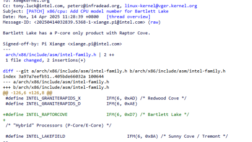 英特尔Bartlett Lake-S台式机CPU即将发布 已获得Linux和其他应用的支持