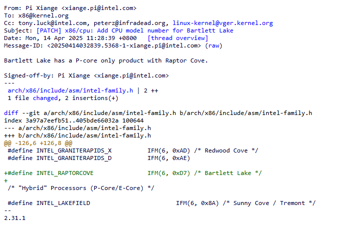 英特尔Bartlett Lake-S台式机CPU即将发布 已获得Linux和其他应用的支持