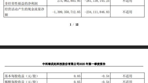 国产AI芯片第一股 寒武纪2025年Q1营收大涨42倍！扭亏为盈