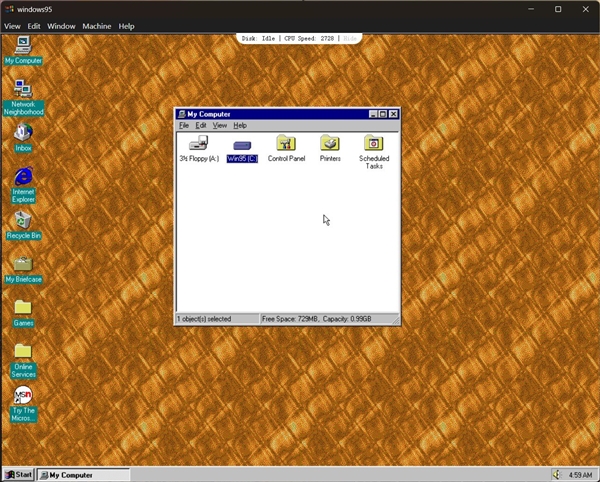 2025年体验Windows 95 无需重装超简单