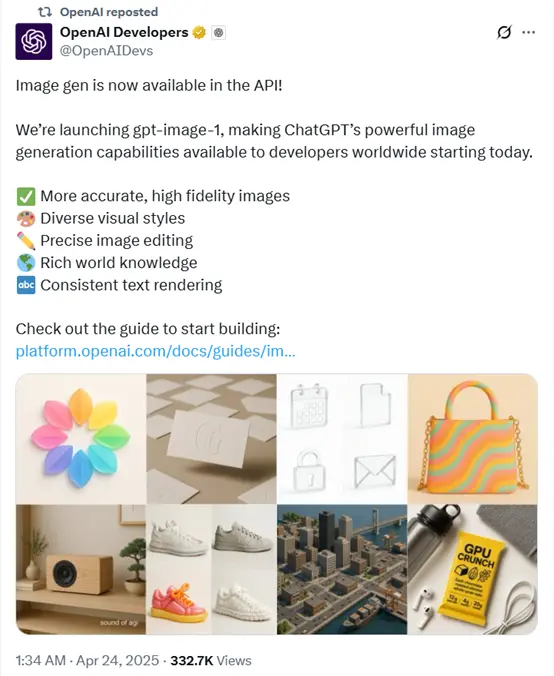 OpenAI发布GPT-image-1模型,更强吉卜力版本来啦