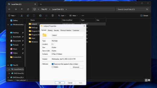 微软生成的“inetpub”文件夹可让黑客永久阻止PC上的Windows更新