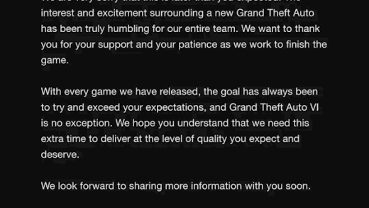 老玩家跳脚！《GTA6》官宣跳票！延期至2026年5月26日发售