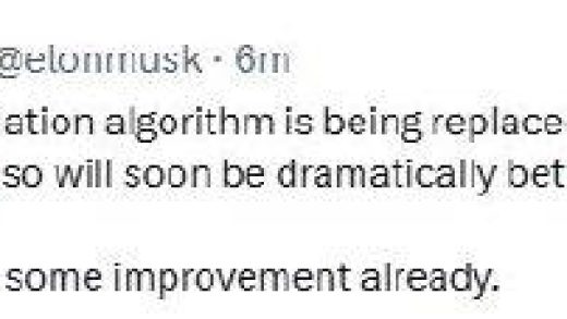 马斯克宣布X平台算法改进 正在被Grok的轻量版取代