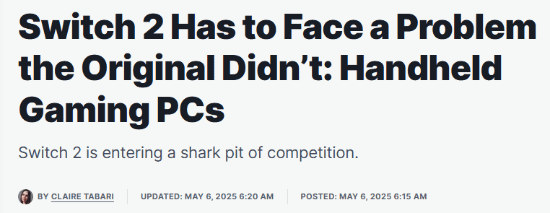 IGN谈Switch 2面临初代未曾遭遇的困境：PC掌机的崛起