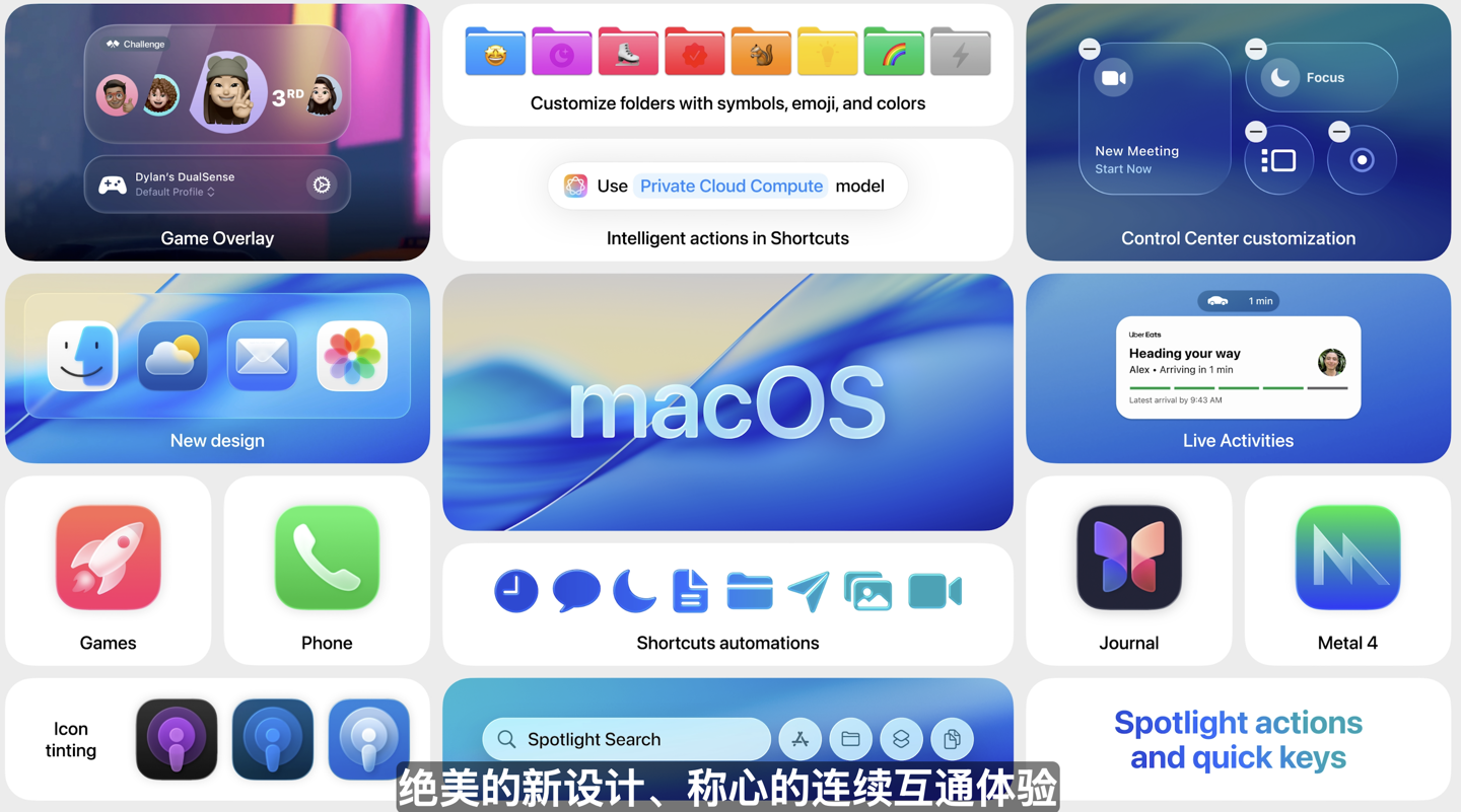 苹果 macOS 26 Tahoe 发布：Spotlight 聚焦升级、同步全新玻璃风格设计、游戏功能登场