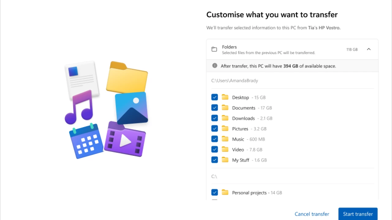 Windows 11 即将允许在安装过程中从旧电脑传输文件