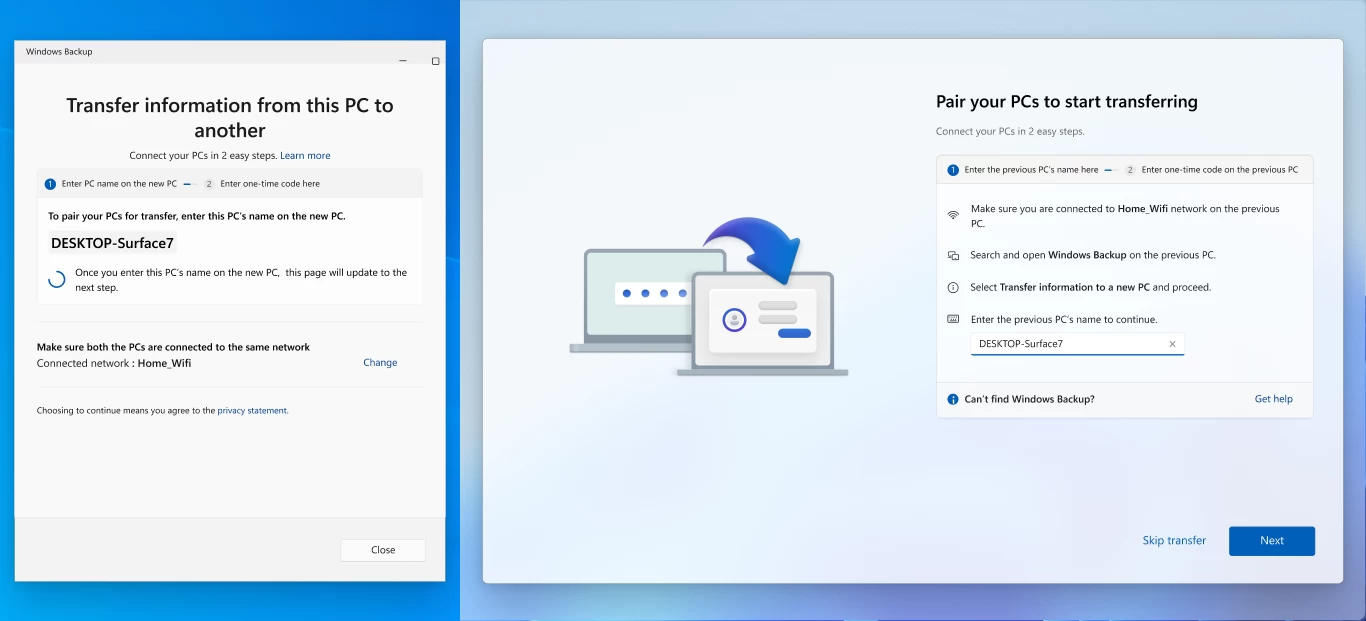 Windows 11 即将允许在安装过程中从旧电脑传输文件