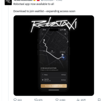 特斯拉称其Robotaxi应用现已向公众开放