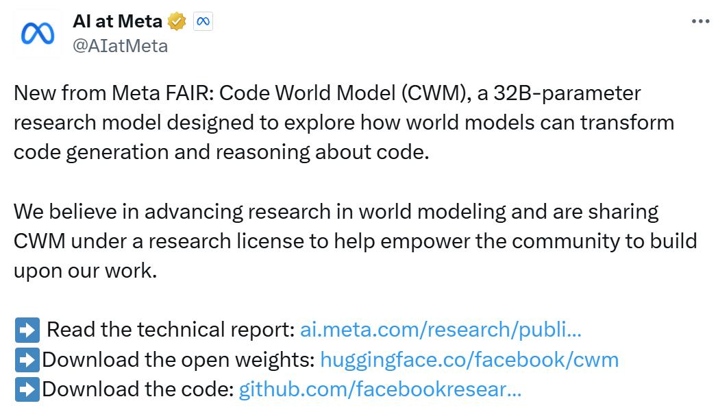 把“会跑的代码世界”装进AI，Meta重磅开源首个代码世界模型：让AI像程序员一样思考