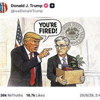 特朗普发布描绘自己解雇美联储主席鲍威尔的卡通图片