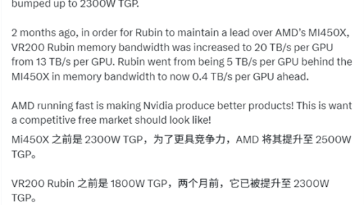 AMD逼急NVIDIA！Rubin AI芯片参数猛增：TGP、带宽双双飙升