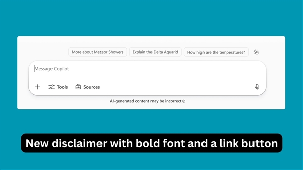 Copilot将默认不显示“AI可能会出错”警告！微软称其很烦人