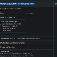 售价更亲民！AMD锐龙AI Max+ 388现身：旗舰同款Radeon 8060S