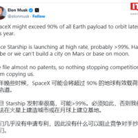 马斯克：SpaceX 今年将把全球 90% 以上有效载荷送入轨道