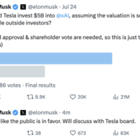 马斯克：将与特斯拉董事会讨论特斯拉对 xAI 投资事宜