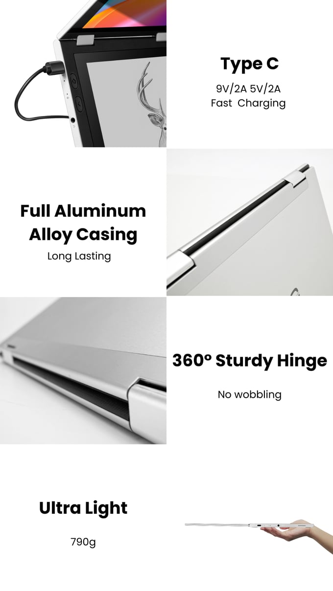 OKPad 双屏平板开启众筹:IPS + E-Ink 双屏、360° 翻转,199 美元起 机身